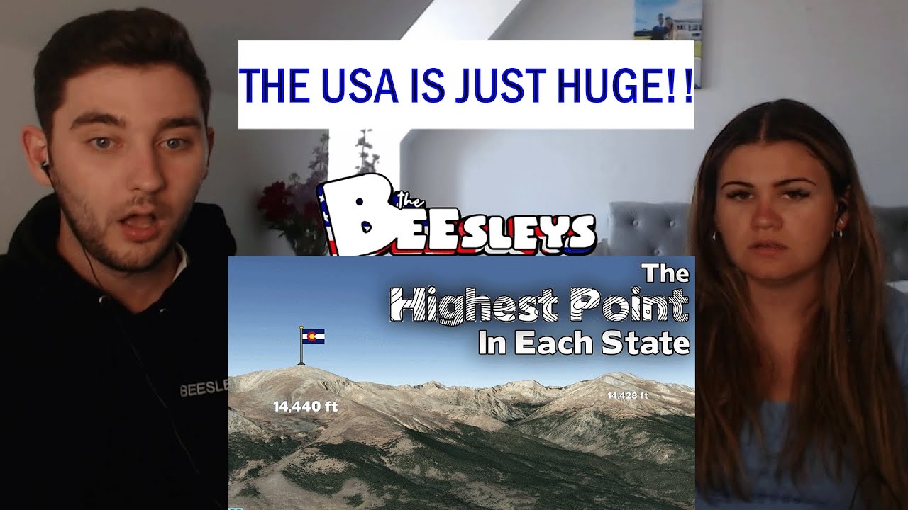 BRITISH COUPLE REACTS | The Highest Point in Each USA State