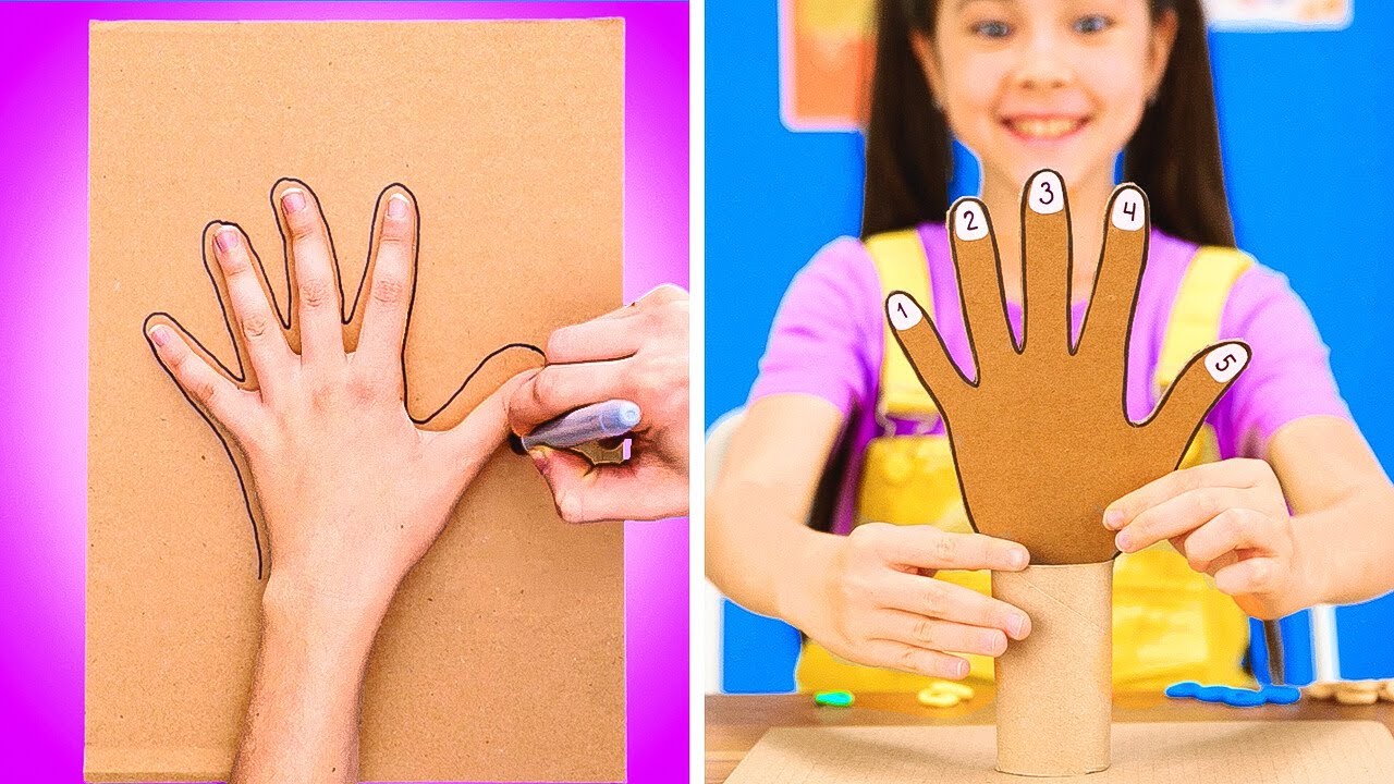 🖐️ Artesanato fácil com papelão 😄 Para aprender a contar com os dedos! ✂️