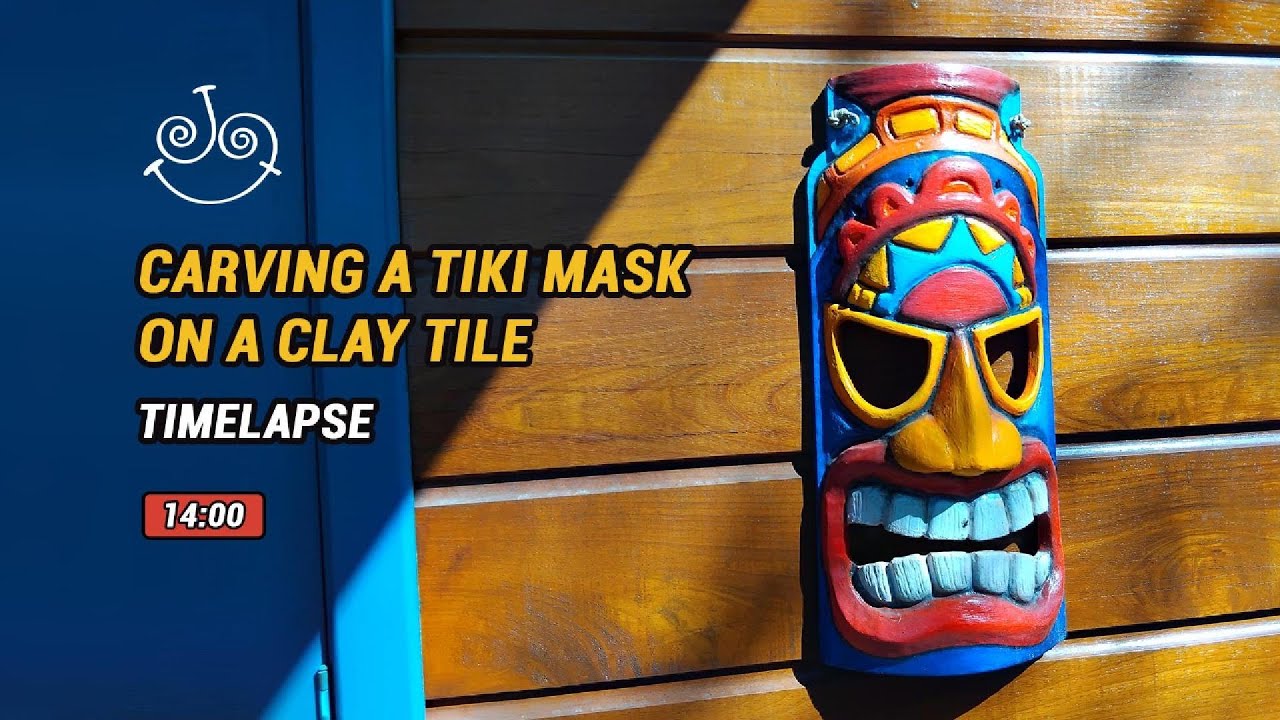 Carving an Epic Tiki Mask from a Clay Tile | 14-Minute Satisfying Timelapse