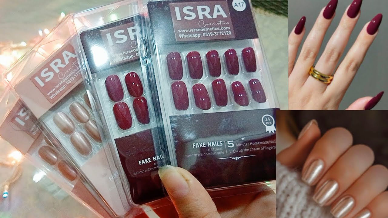 ISRA COSMETICS stick on press on nails review and unboxing and recommend by Fakhra Khanum