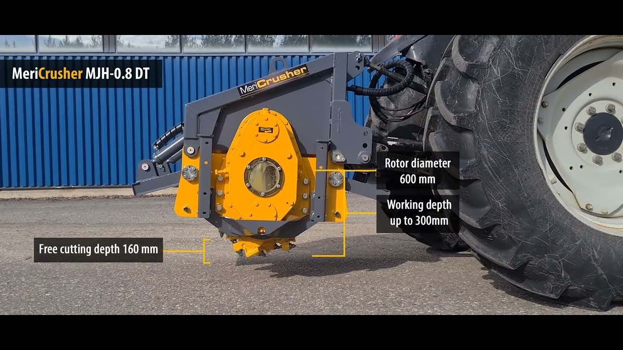 Forestry tiller MeriCrusher MJH-0.8 DT for clearing planting furrow.