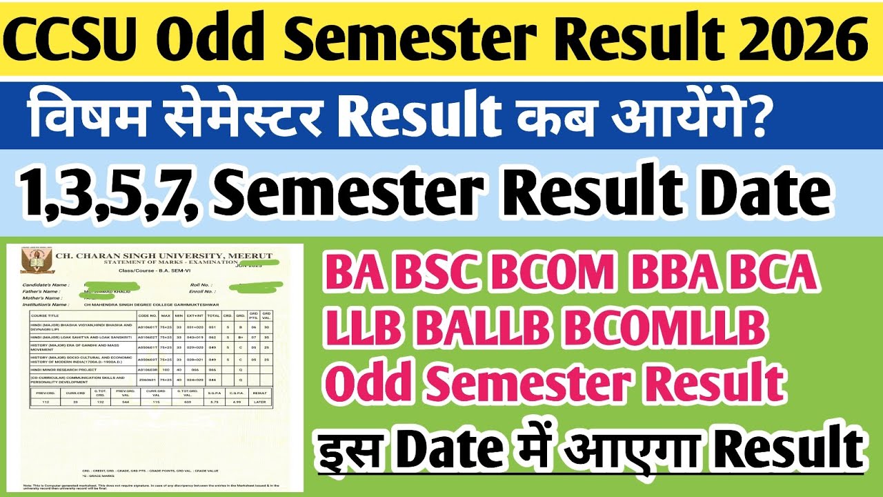 CCSU odd semester result 2026 | CCSU result news update today | CCSU result 2026 |CCSU result update