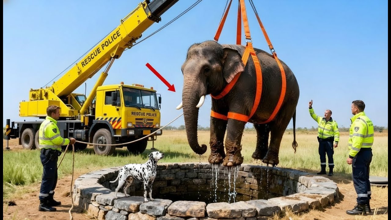 The Brave Rescue Team Quickly Saved The Baby Elephant Thanks To The Spotted Dog. 🐕‍🦺🐘