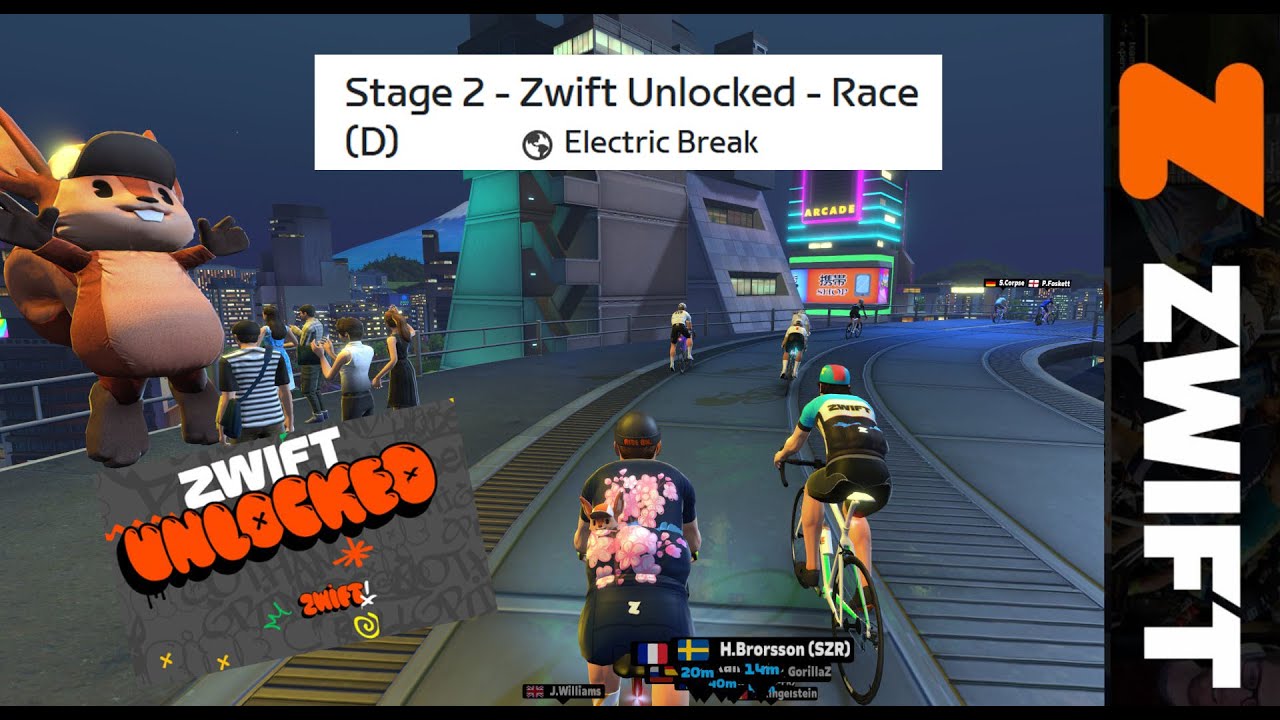 Zwift Racing Series Zwift Unlocked stage 2 Electric Break D Cat 160~270  13th oct