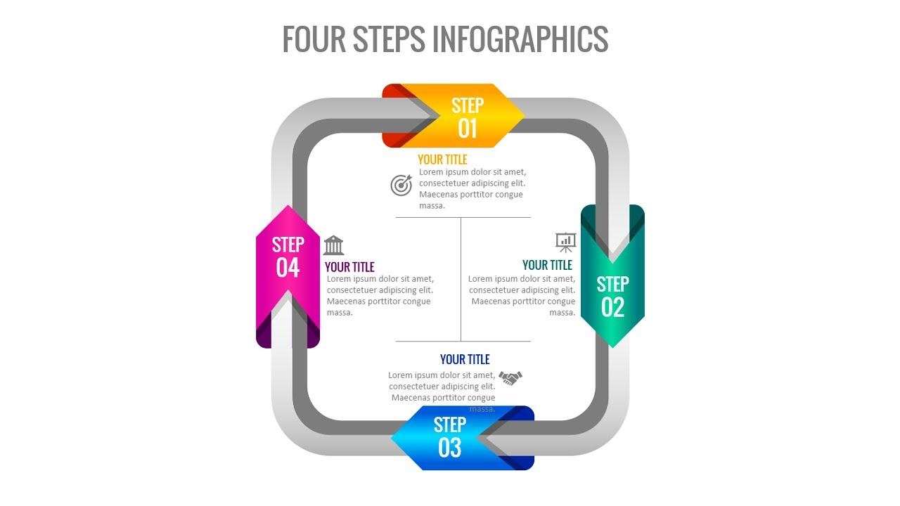 Create 4 Custom shapes Infographic Slide in PowerPoint