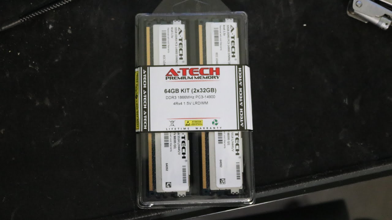 A-Tech 128GB Kit 4x32GB 4Rx4 PC3-14900 DDR3 1866MHz ECC LRDIMM Server Memory RAM