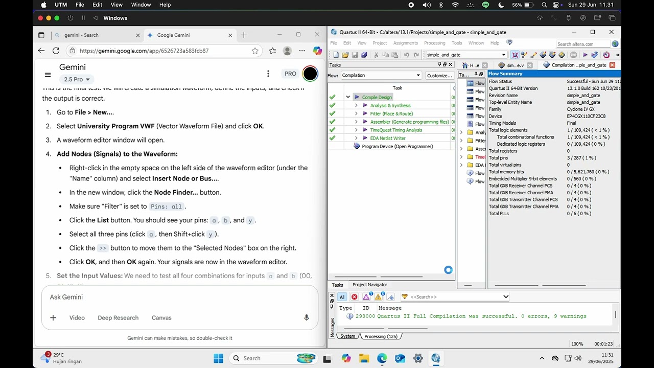Trying the Quartus II Software in macbook from Windows 11 VM (via UTM)