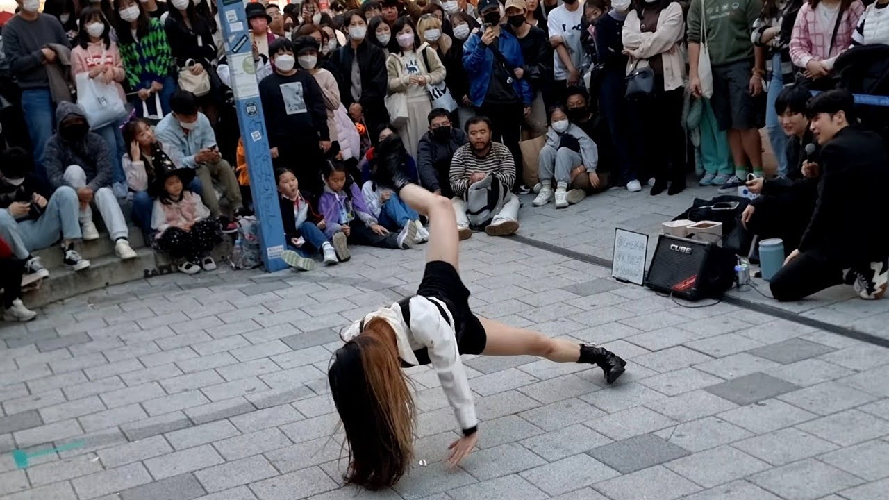 SATURDAY. YU KAGAWA, HYOJIN & SHINHWA. EXHILARATING INTERACTIVE.  HONGDAE BUSKING.