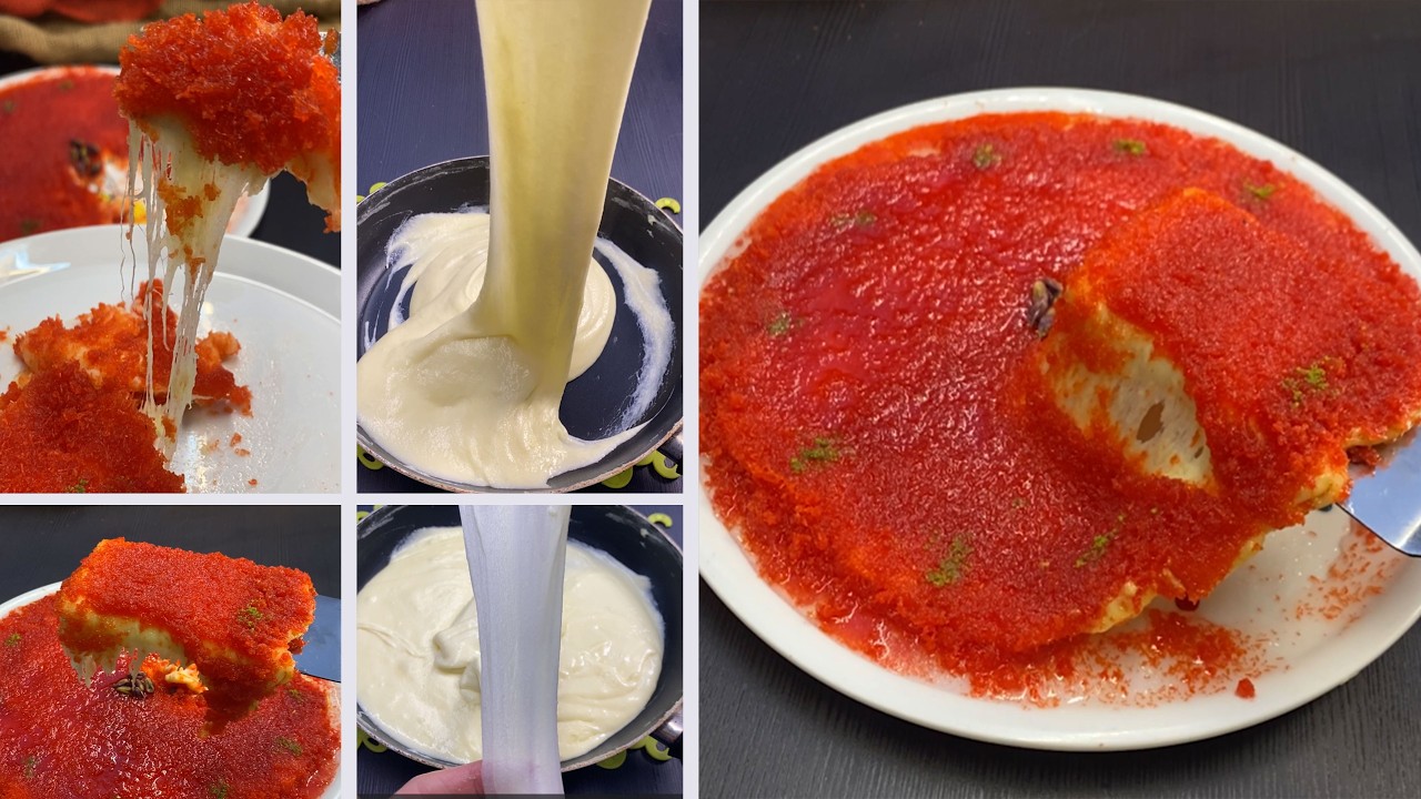 الكنافة النابلسية  بالجبنة المطبوخه بطريقتي الحصرية ( نهر الأجبان ) لجبنة بتمط و ما بتجلد و تقسى