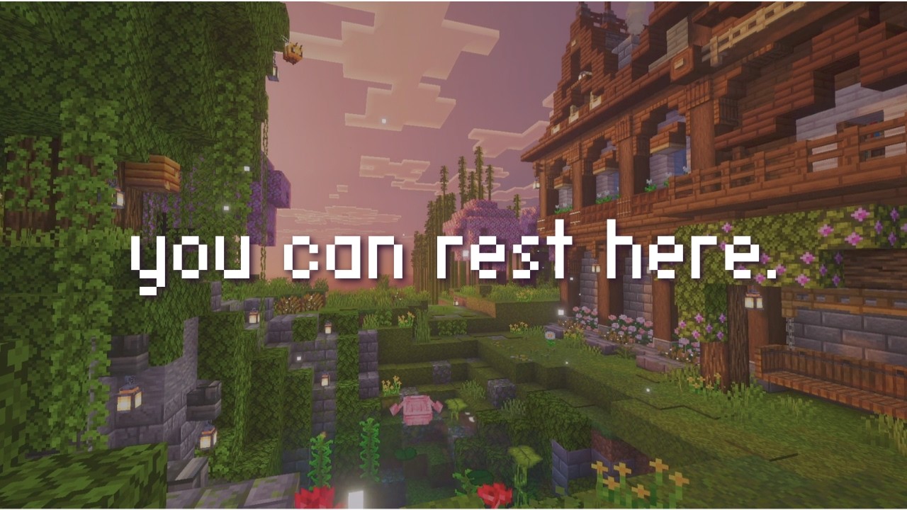 Cozy Minecraft Lofi Ambience 🍃 🐝 Aesthetic Cottage, Nature Sounds & Full Day–Night Cycle