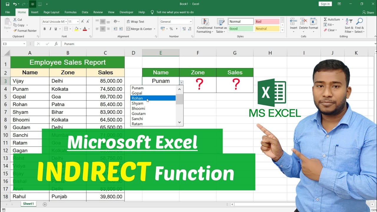 MS Excel - INDIRECT Function | INDIRECT Formula in Microsoft Excel