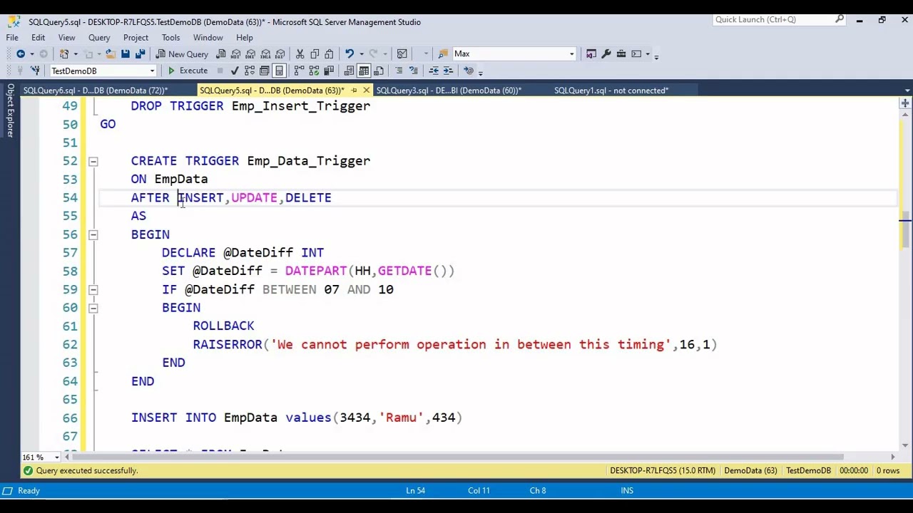 Understand about Triggers using SQL Server in Telugu
