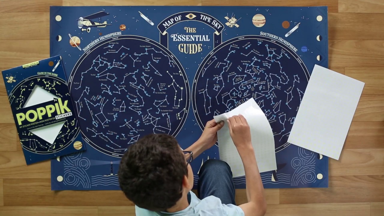 ➤ Poppik : la carte du ciel et ses stickers phosphorescents ☆