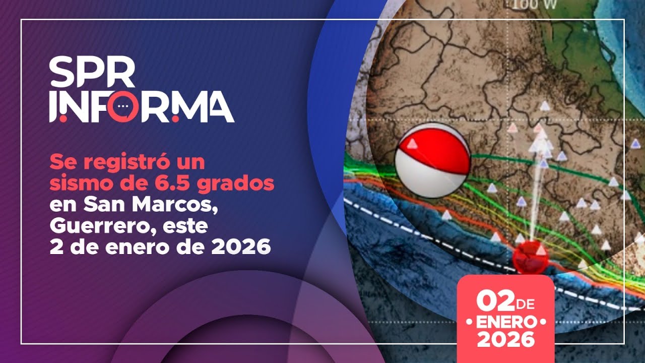 SPRInforma: Se registr&oacute; un sismo de 6.5 grados en San Marcos, Guerrero, este 2 de enero de 2026