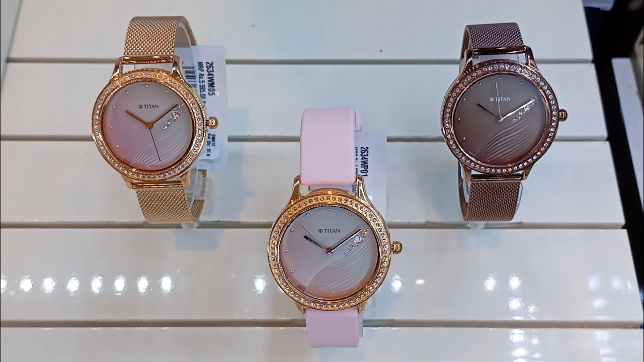 Titan Purple Glam It Up Collection Rose Gold Brown & Pink Womens Watches