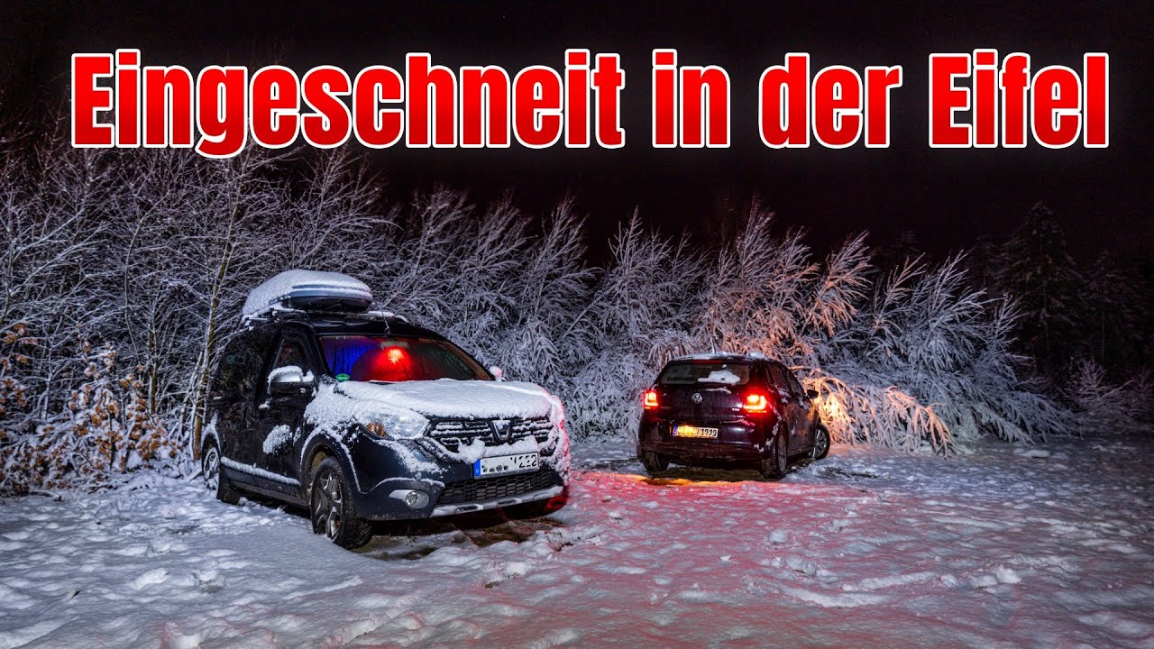 Eingeschneit im Dacia Dokker Minicamper ❄️ - Wintercamping in der Eifel ☃️