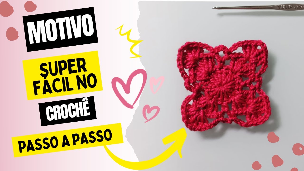 Motivo Flor no crochê super fácil/ motivo usado no nosso short passo a passo