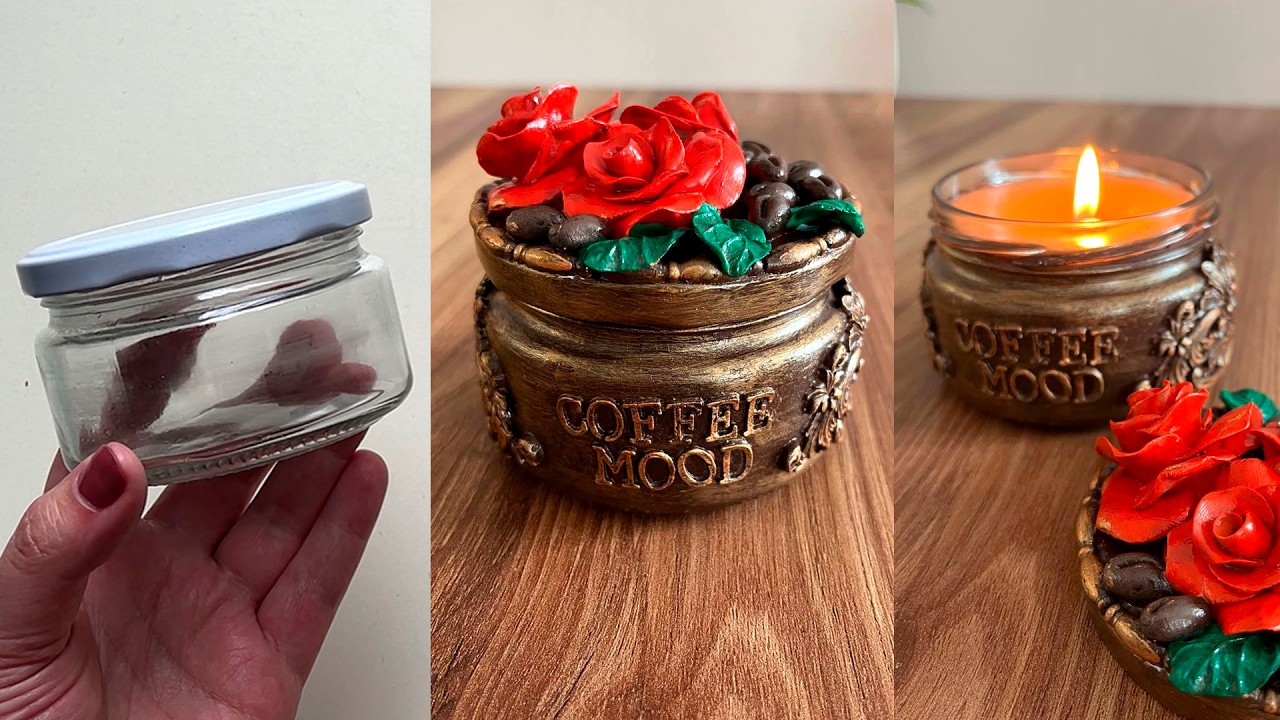 🛑 Don’t Throw Away Empty Jars! Amazing Coffee Candle DIY ☕️🕯️