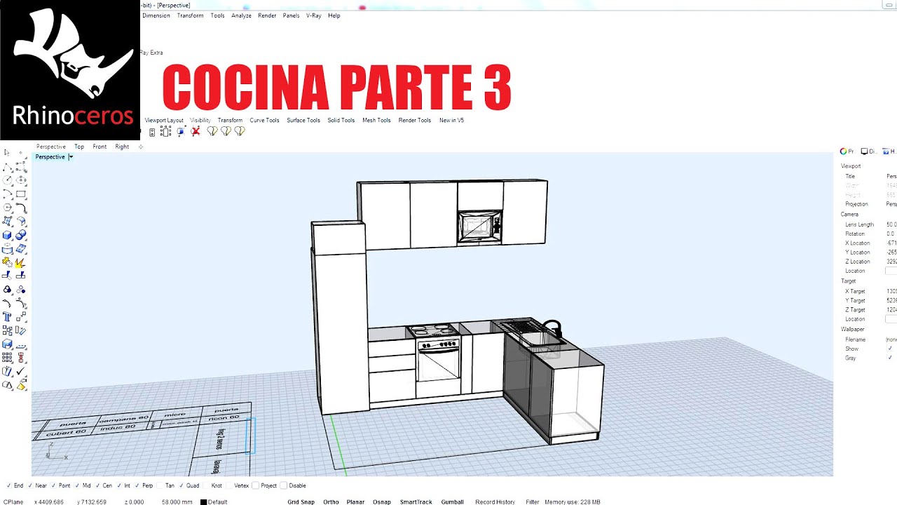 DISEÑAMOS UNA COCINA CON RHINOCEROS 3D (PARTE 3)