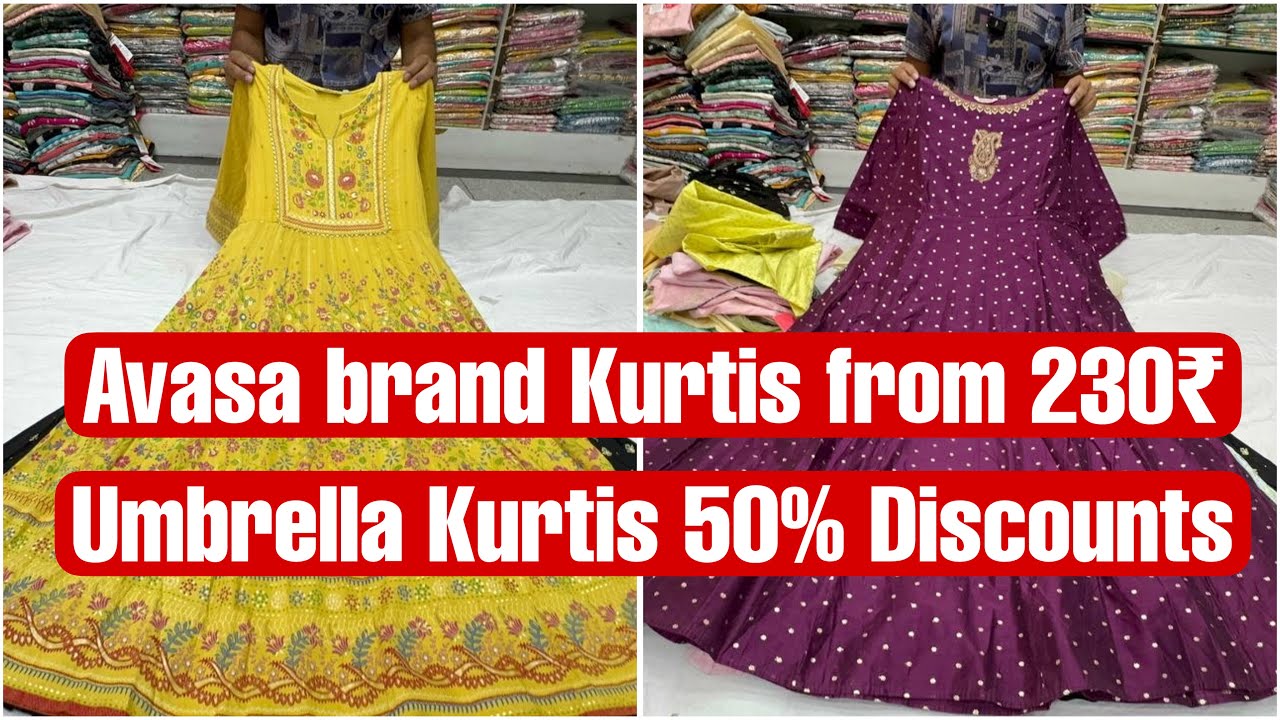 Chickpet Bangalore wholesale avasa kurtis only 230/- umbrella Kurtis 50% discounts single piece ava