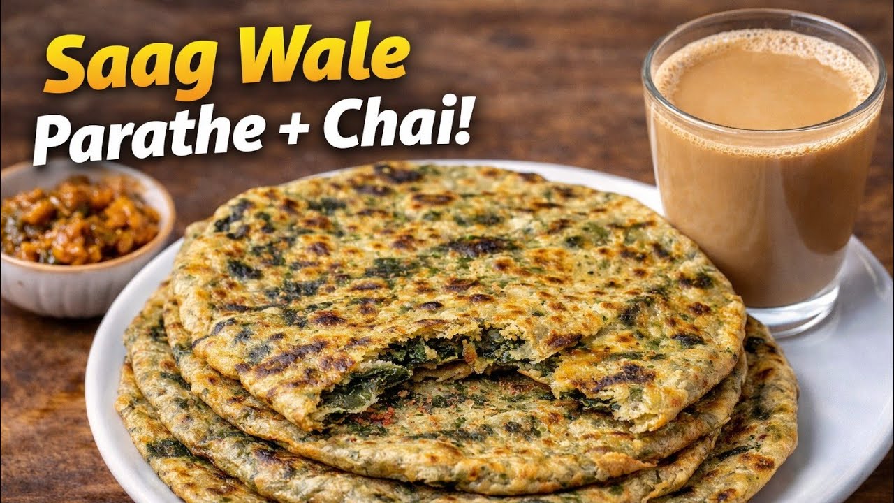 Sardi ka Best Nashta – Garma Garam Saag Paratha#shortsvideo #youtube