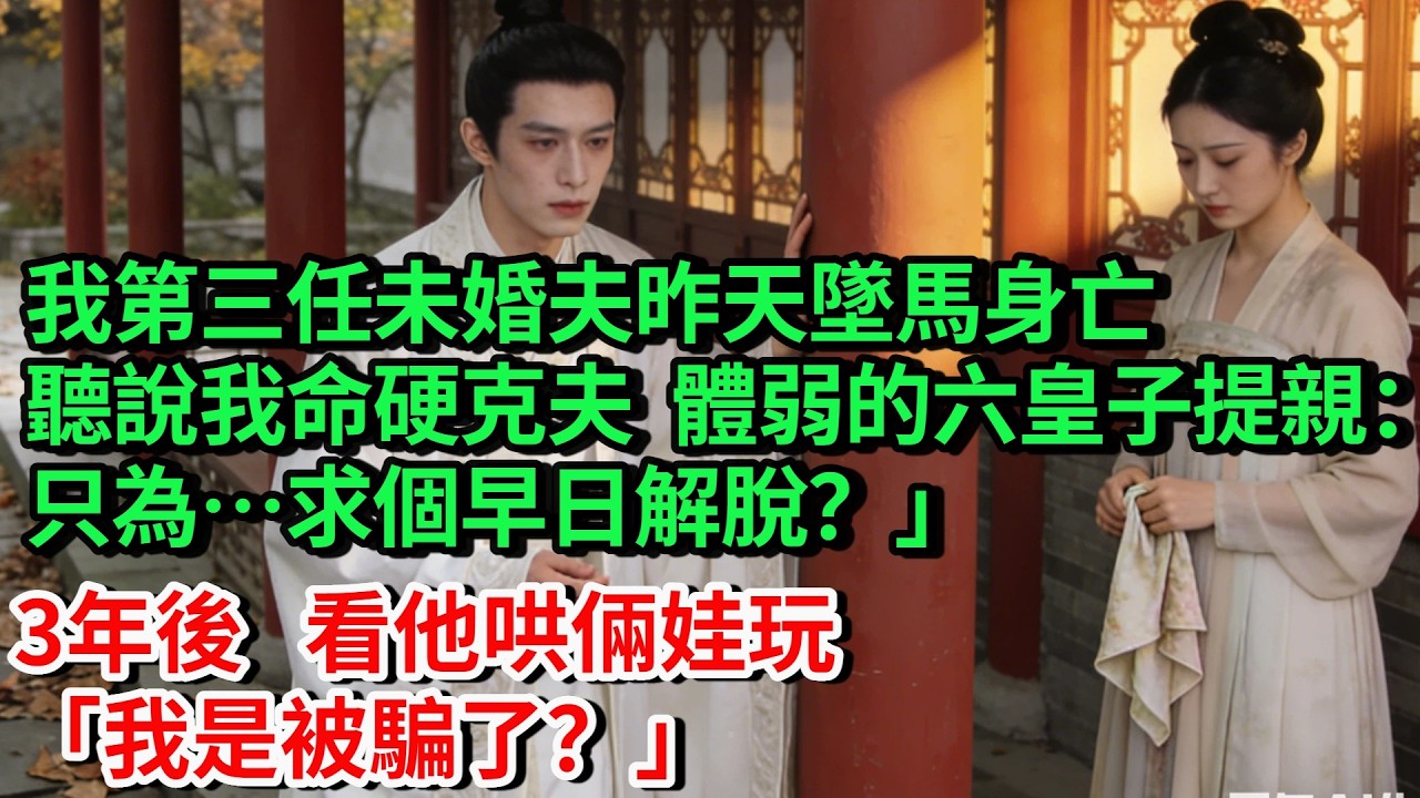 我第三任未婚夫婿於昨天墜馬身亡，聽說我命硬克夫，體弱的六皇子提親：只為&hellip;求個早日解脫。3年後，看他哄倆娃玩，「我是被騙了？」#古言#故事#完結文