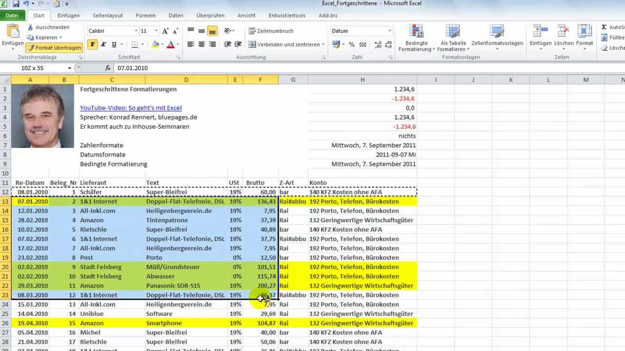 Fortgeschrittene Formatierung