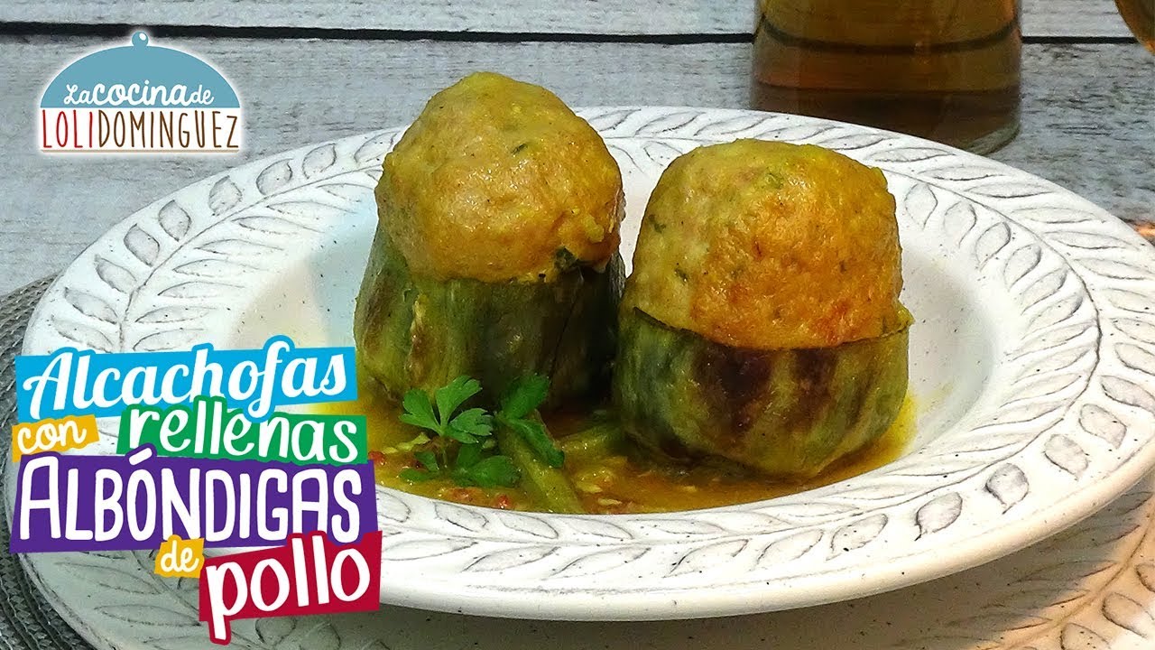 Alcachofas rellenas con albóndigas de pollo. ¡Riquisimas! - Recetas paso a paso, tutorial