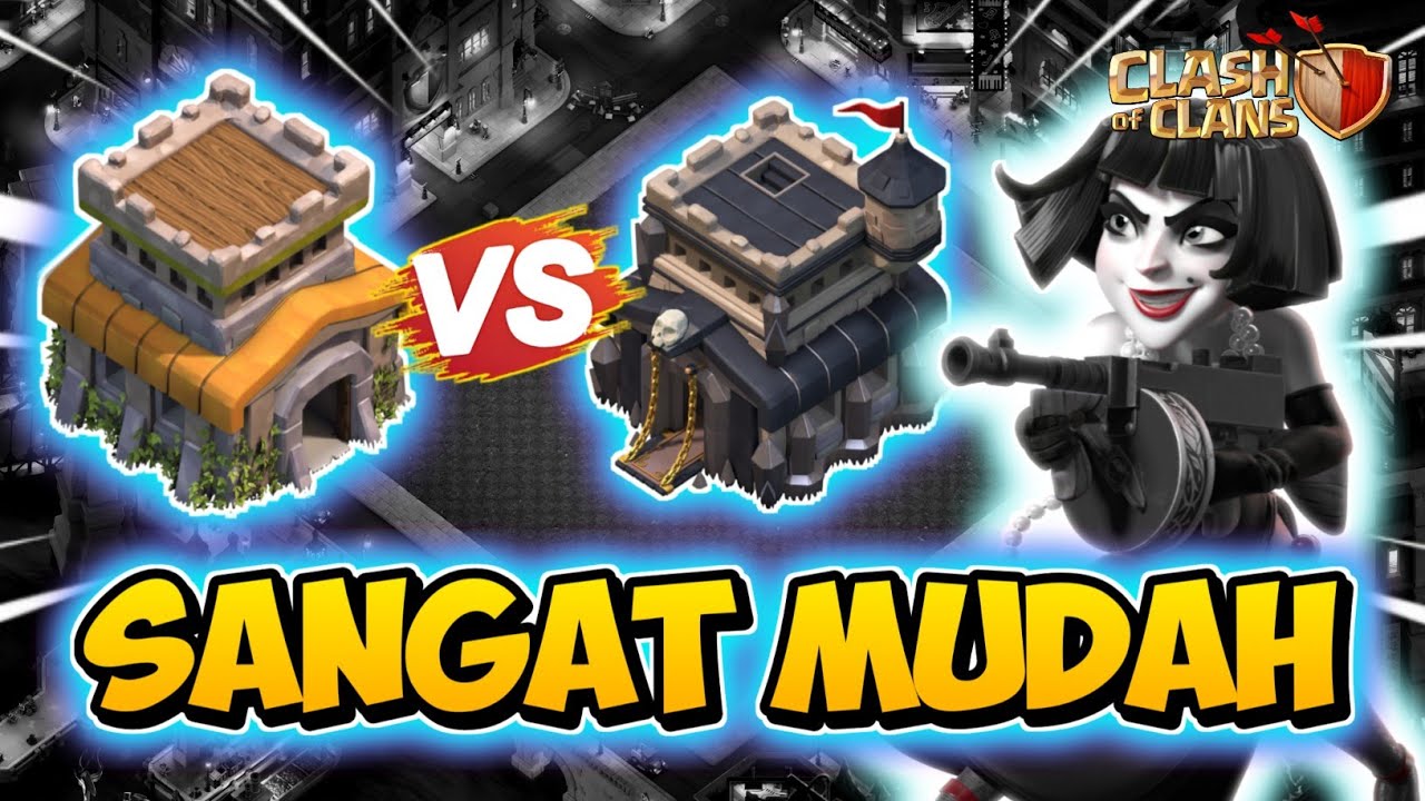SANGAT MUDAH !! Combo Serangan TH 8 VS TH 9 Queen Charge Mass Hog Rider - Clash Of Clans