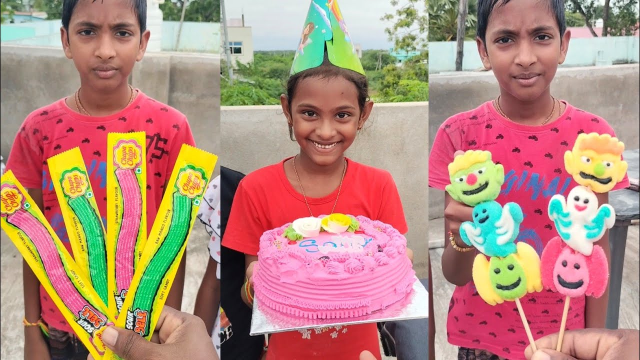 Happy birthday cake 🎂 gems candy lollipop milkybar chocolate dark fantasy biscuits 