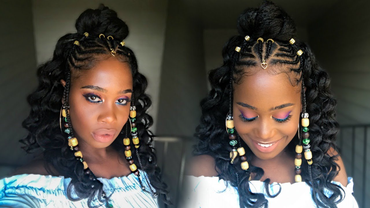Fulani Inspired Braids with Beads feat Her Given Hair (Alicia Keys inspired) | MissKenK