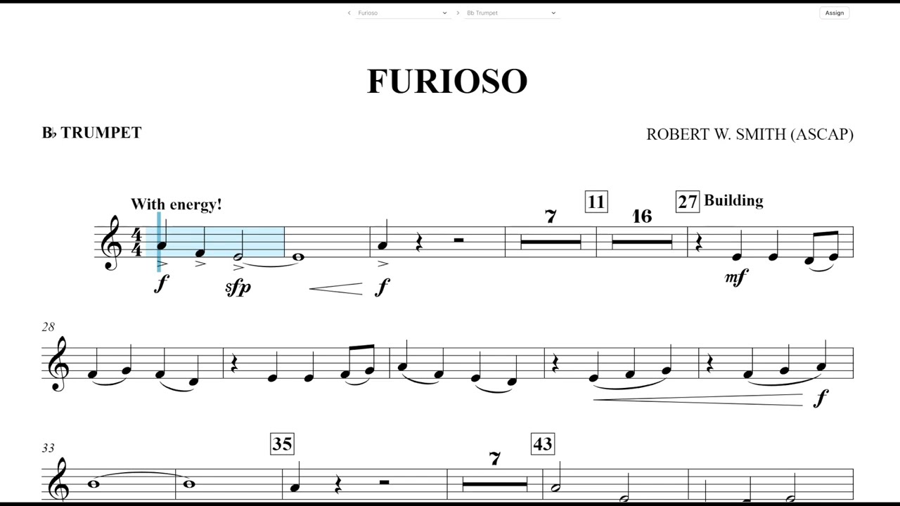 Furioso (Robert W. Smith) Bb Trumpet Play Along
