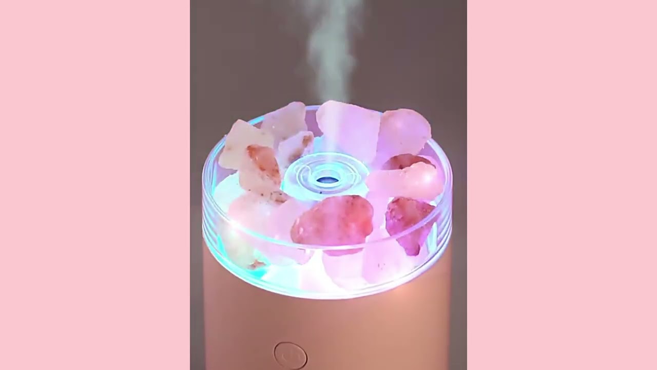 A humidifier containing salt ore, purifies the air, and can add essential oils