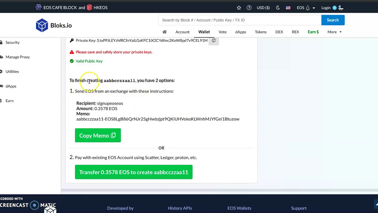 How to Create an #EOS account with Bloks.io