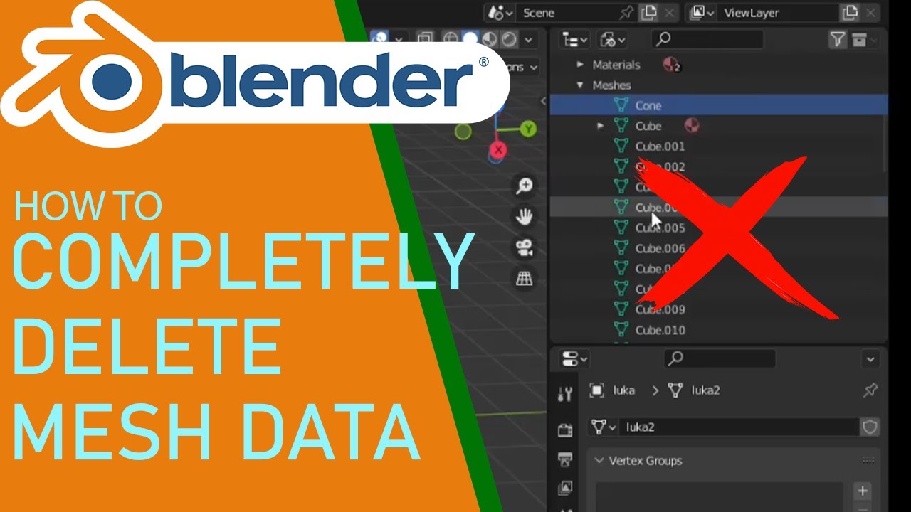 Blender: как полностью удалить данные меша