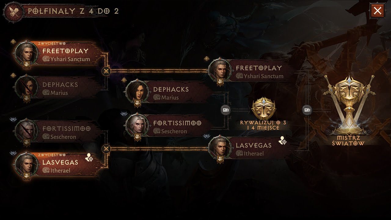 Diablo Immortal - STARCIE ŚWIATÓW DZIEŃ 10 Półfinały LASVEGAS vs   FORTISSIMOO 2mecze #immortal #pvp