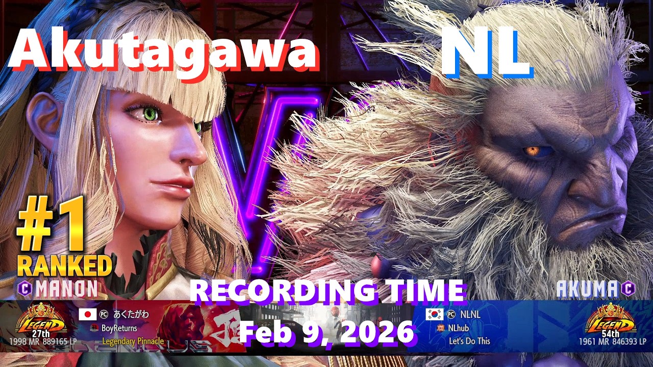 SF6⚡Akutagawa (#1 Ranked Manon) vs NL (Legend Rank Akuma)⚡High Level Gameplay