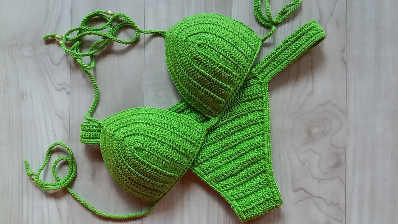 Biquini em Crochê Greenery ( 1a Parte - Bojo )