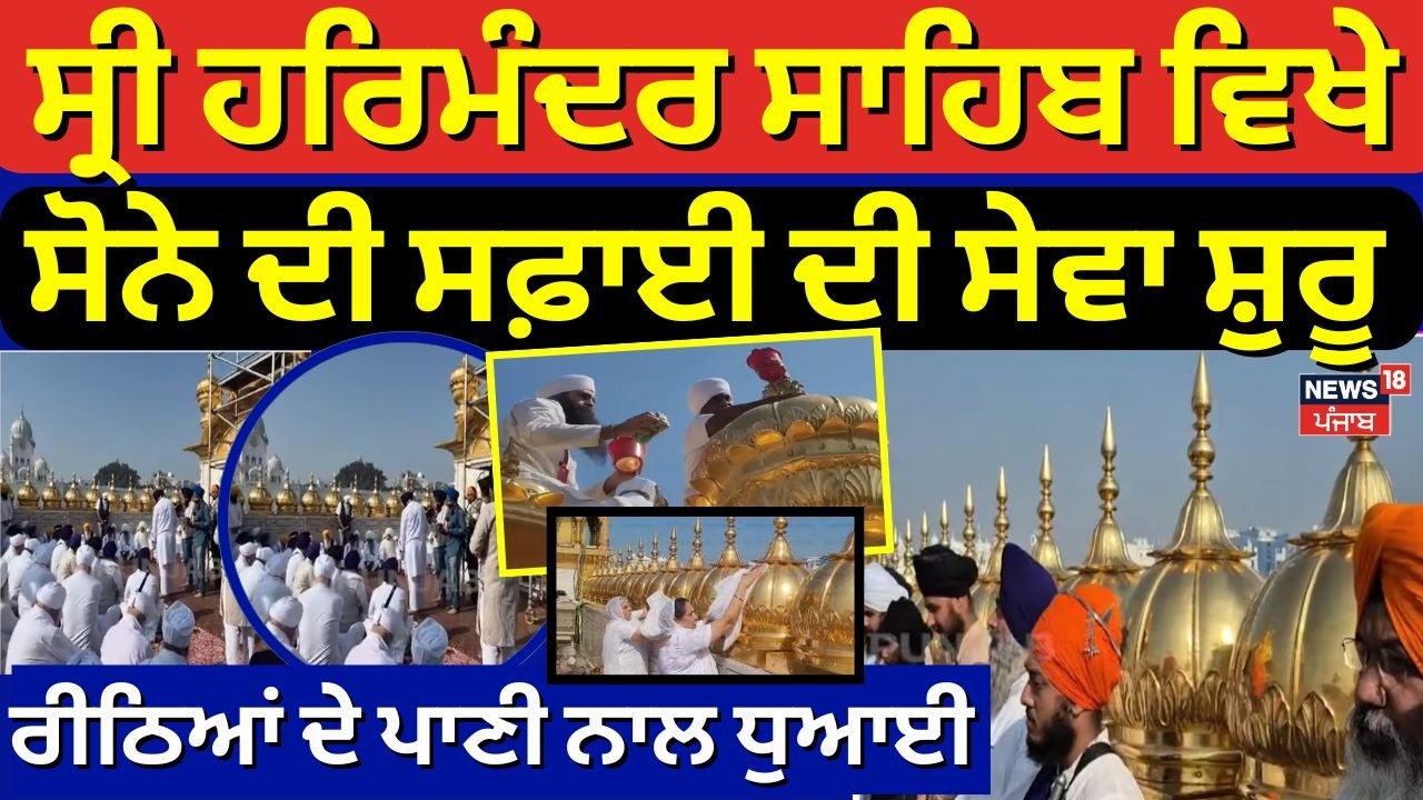 Sri Darbar Sahib ਵਿਖੇ ਸੋਨੇ ਦੀ ਸਫਾਈ ਦੀ ਸੇਵਾ ਸ਼ੁਰੂ, ਰੀਠਿਆਂ ਦੇ ਪਾਣੀ ਨਾਲ ਹੁੰਦੀ ਹੈ ਧੁਆਈ | SGPC | N18V
