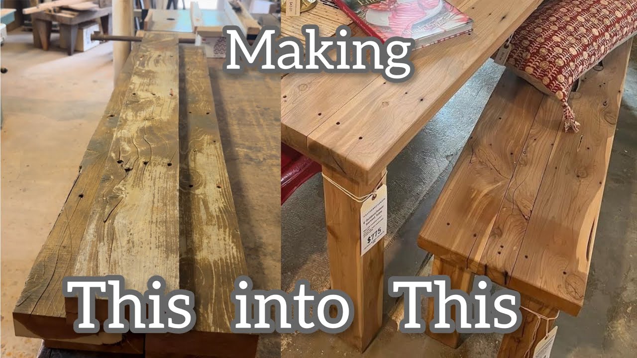 Making a pair of beautiful outdoor benches from an old cedar deck