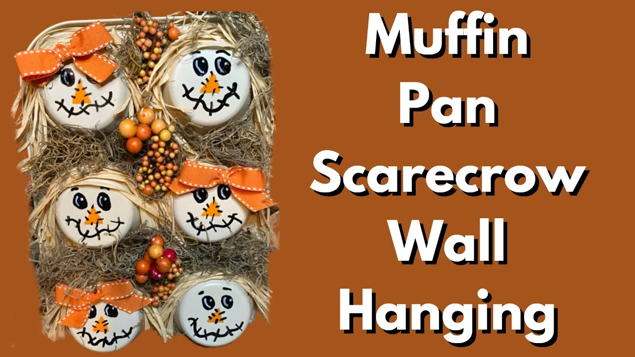 Dollar Tree Muffin Pan Scarecrow Wall Hanging | Dollar Tree Fall DIY