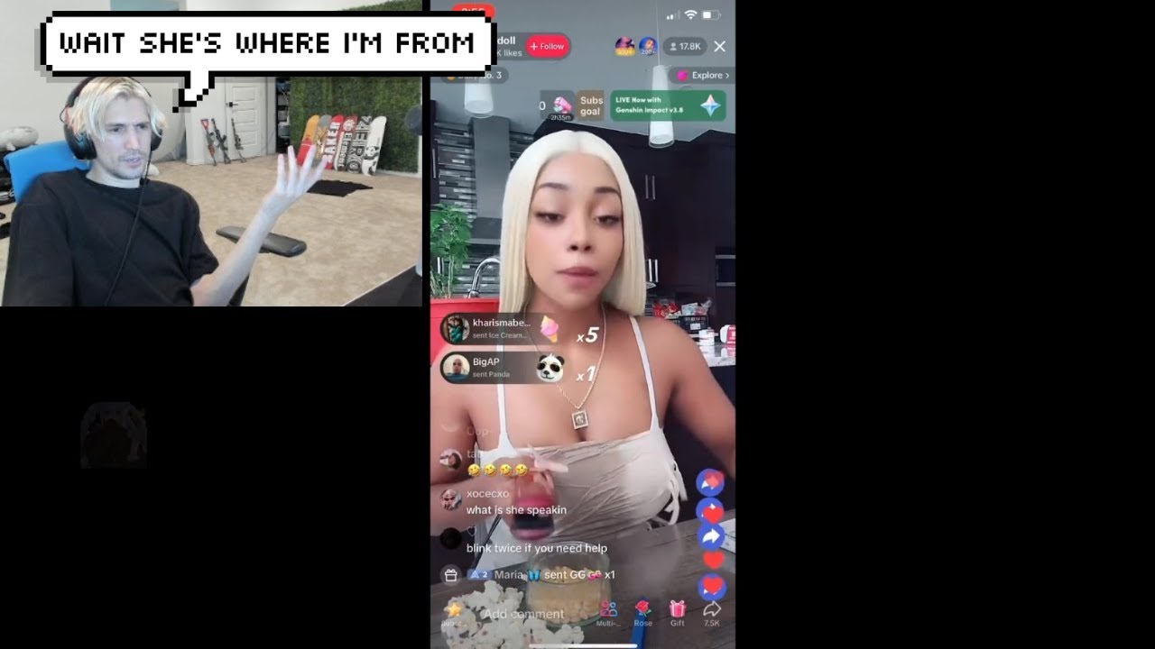 xQc realizes the TikTok girl is French Canadian