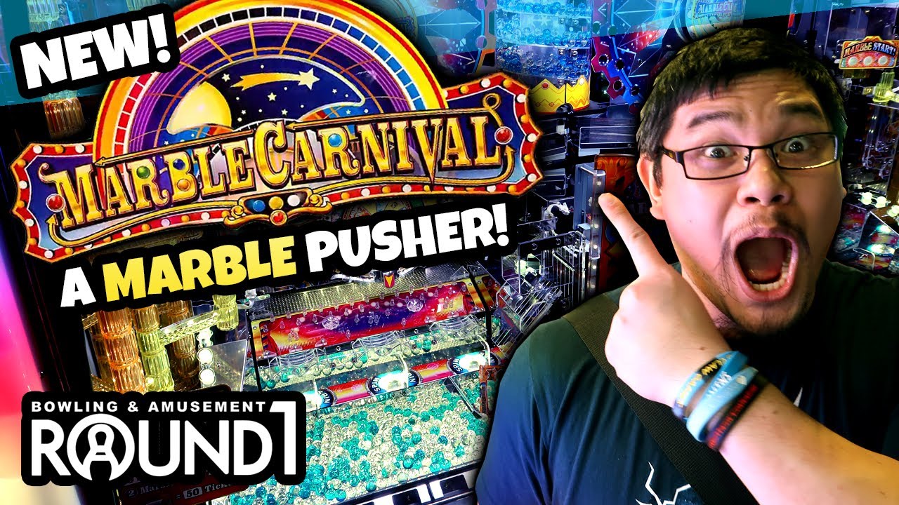 Those Aren't Coins! NEW Marble Carnival Arcade Game at Round 1! The US's New Japanese 