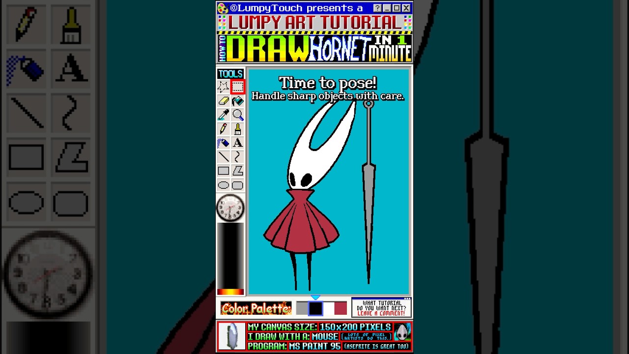 Draw HORNET from HOLLOW KNIGHT: SILKSONG! 1 MINUTE Art Tutorial!
