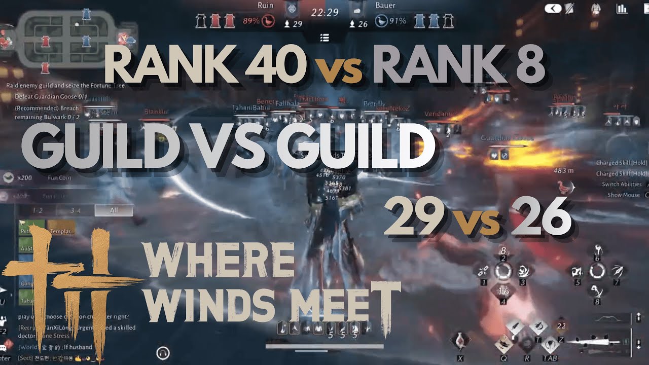 WE WON A 29 VS 26 GVG WHERE WINDS MEET TOP RANKED ASIA GUILD VS GUILD - Ruin (29) vs Bauer (26)