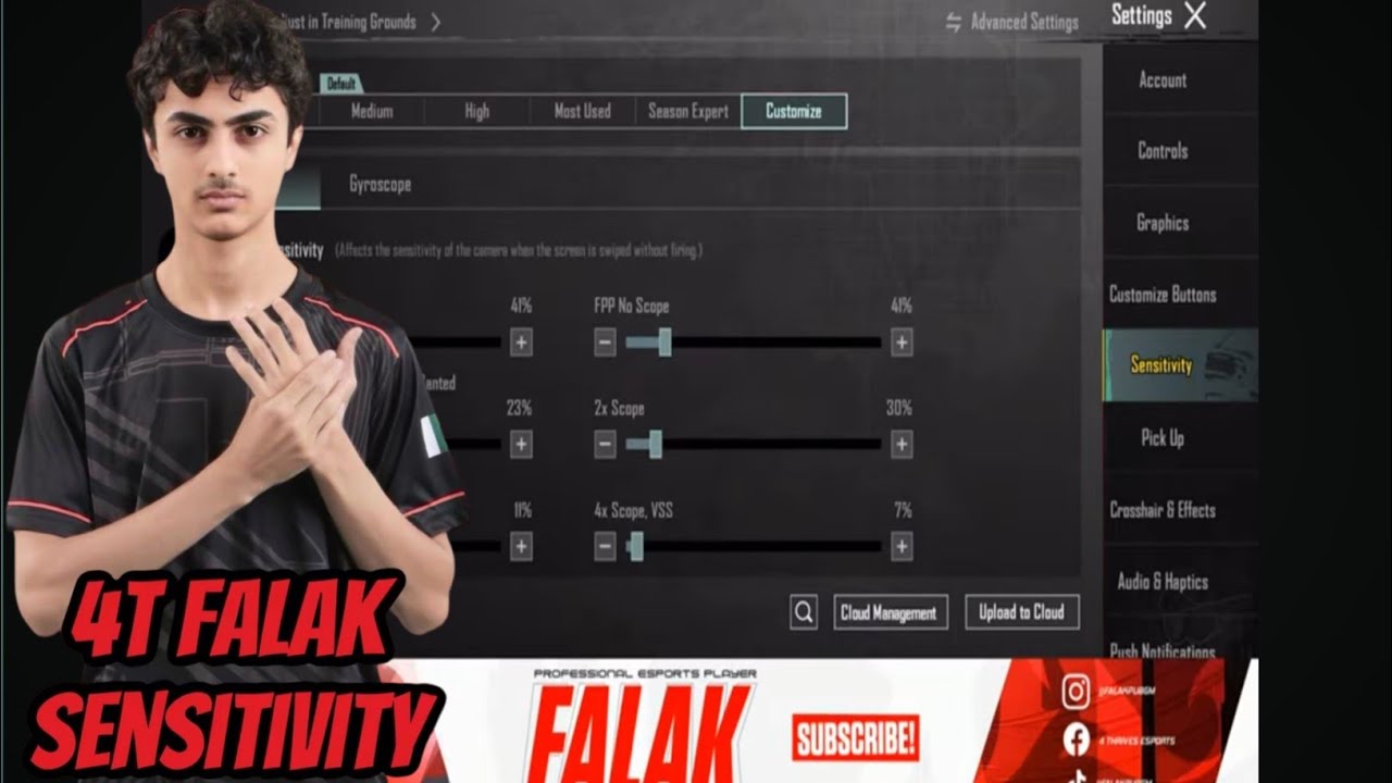🤯4T Falak PUBGM Sensitivity Settings 🔥| Pakistani Pro player PUBGM 4.3