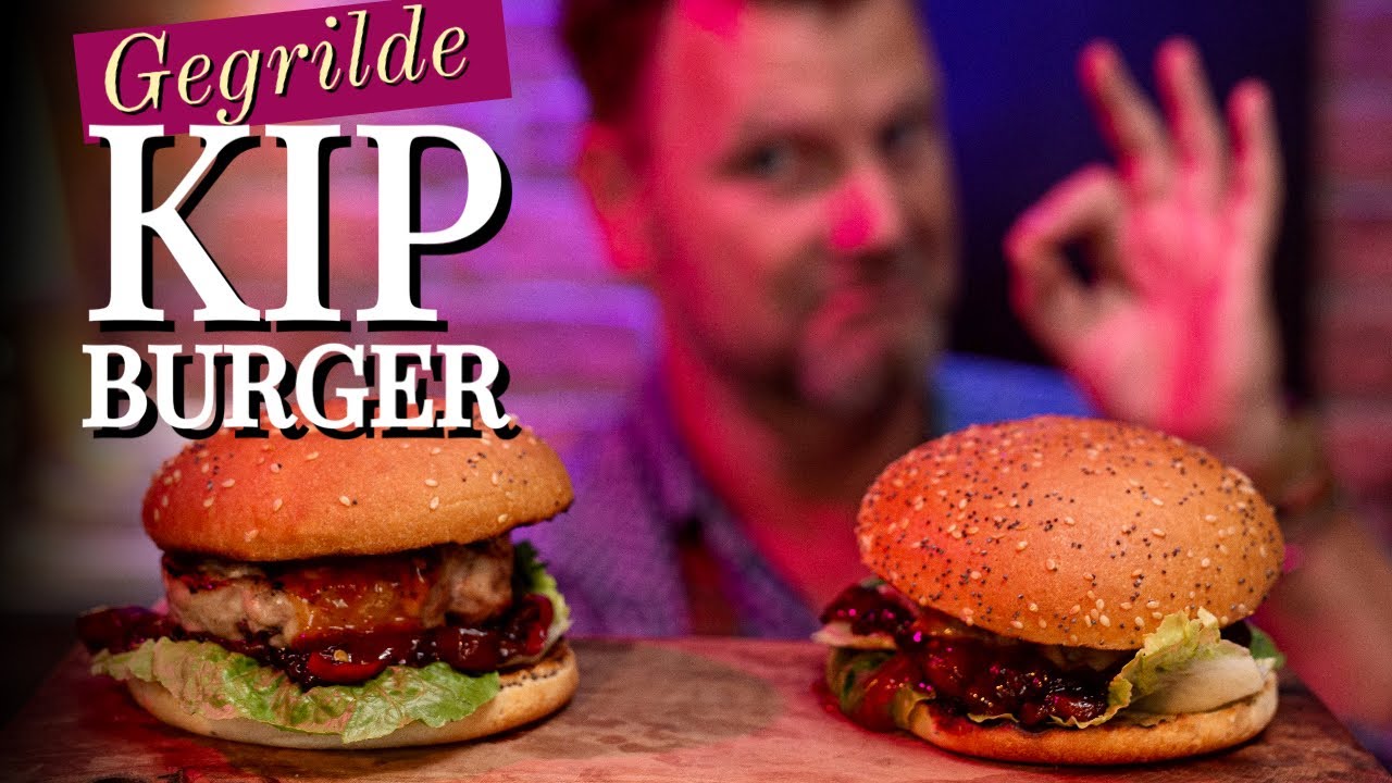 Gegrilde KIPBURGER op de BBQ!
