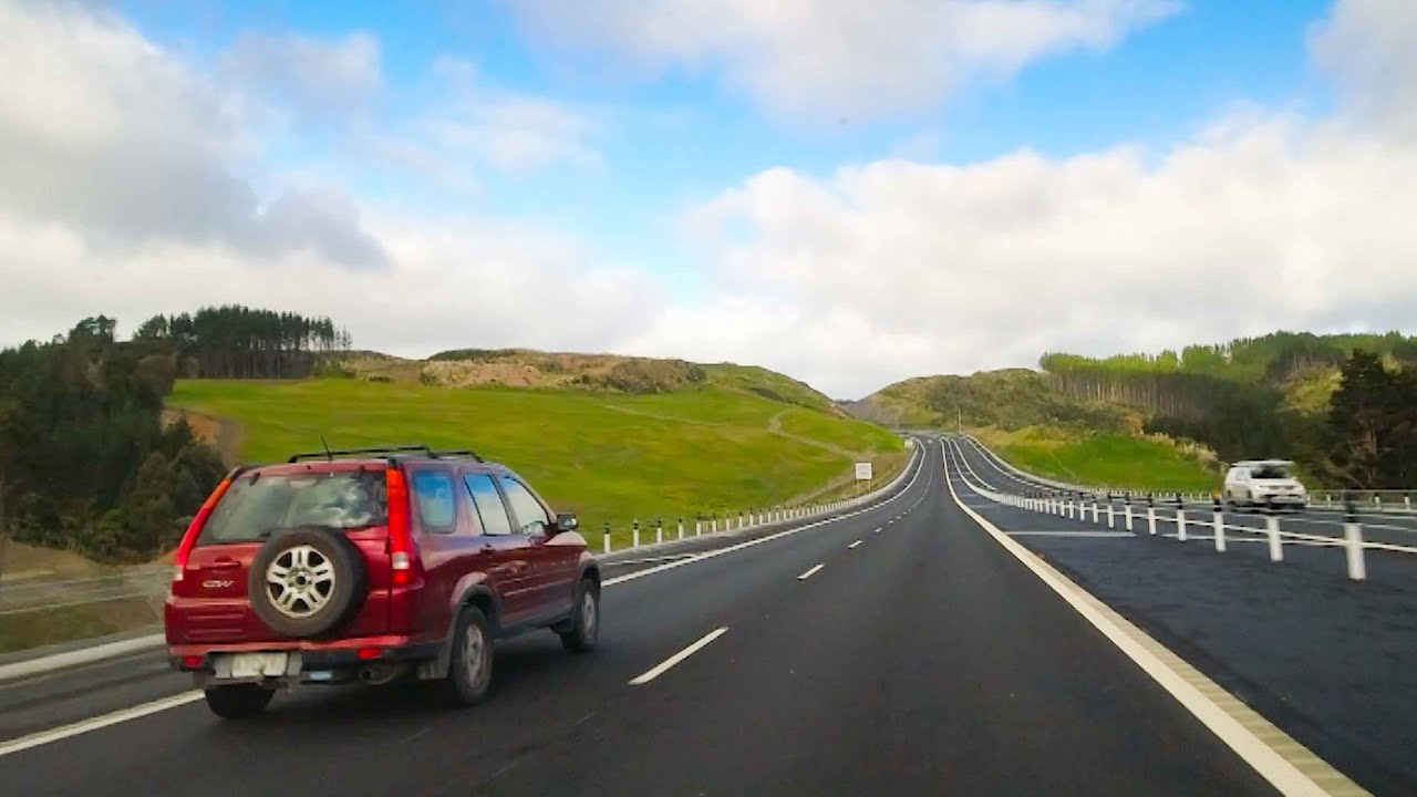 Puhoi to Warkworth northern motorway extension. Auckland, New Zealand (4k)