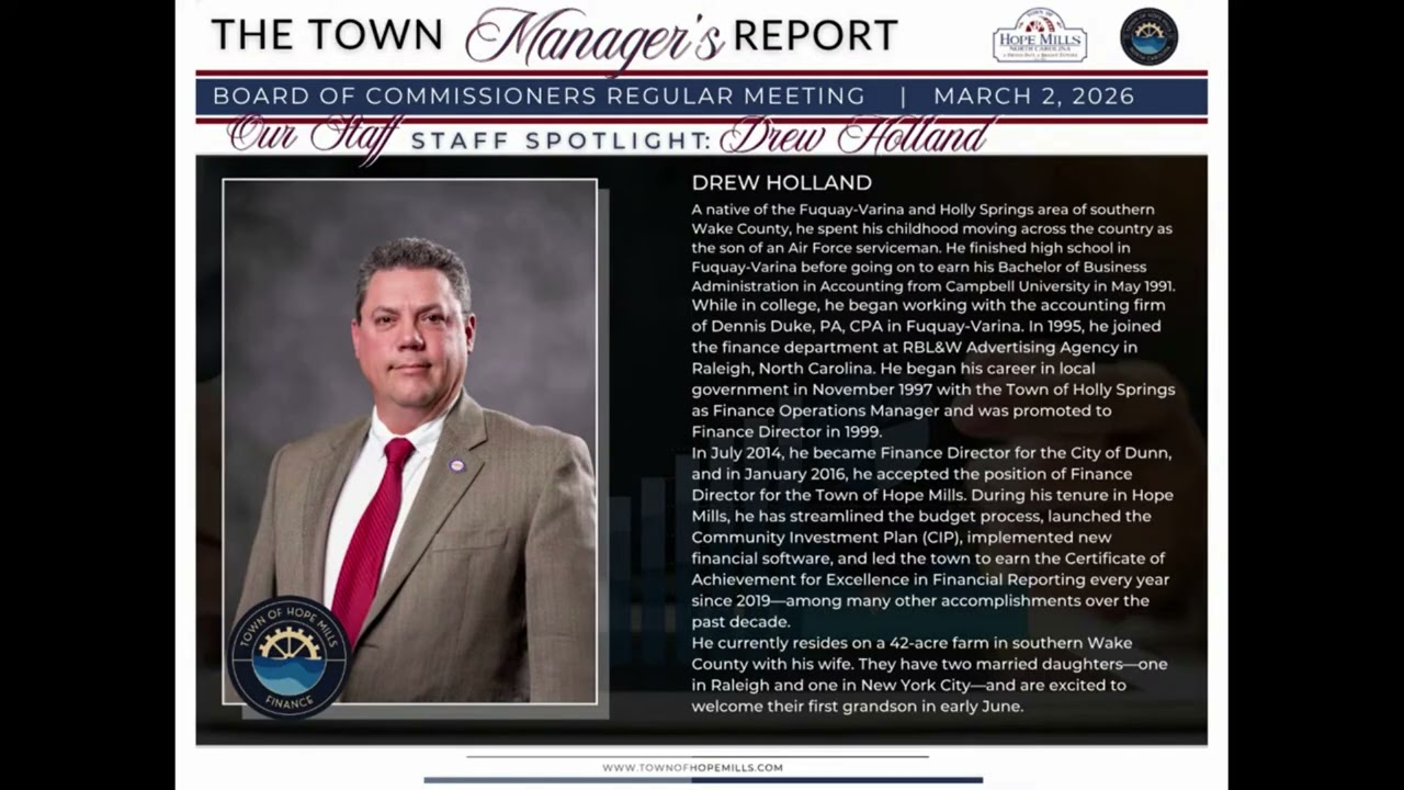 Hope Mills Board of Commissioners Regular Meeting- March 2, 2026