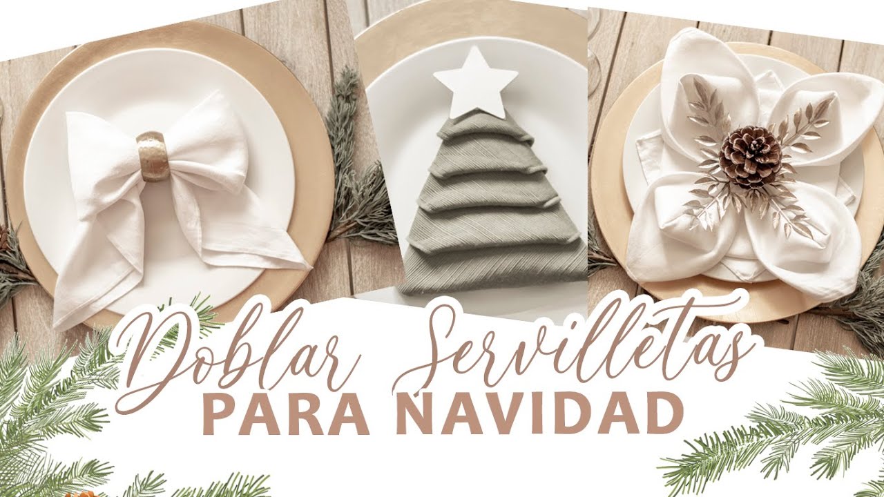 🎄 IDEAS FÁCILES PARA DOBLAR SERVILLETAS - NAVIDAD 2022⭐ DECORACIÓN NAVIDEÑA ELEGANTE